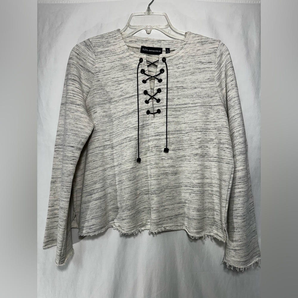 525 America Lace-Up Long Sleeve Top - Cream